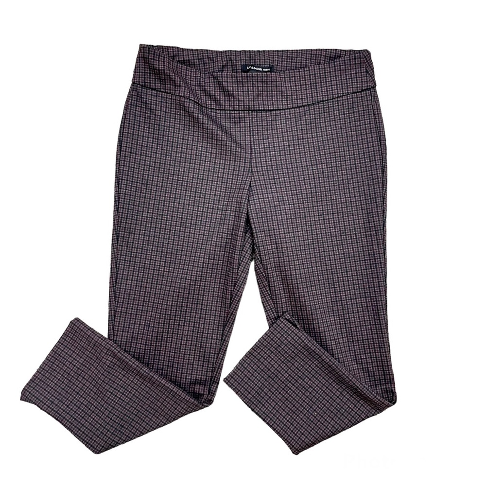 Zac & Rachel Petite Plaid Pull On Elastic Waist Ankle Dress Pants